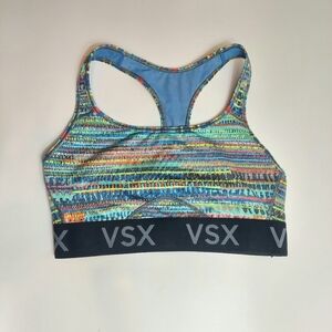 Victoria’s Secret VSX Womens Size Medium Sports Bra Racerback Logo Band Colorful